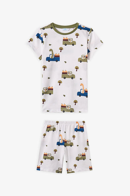 Haki Erkek Çocuk Dino In The Field Pamuklu 2'li Pijama Takımı