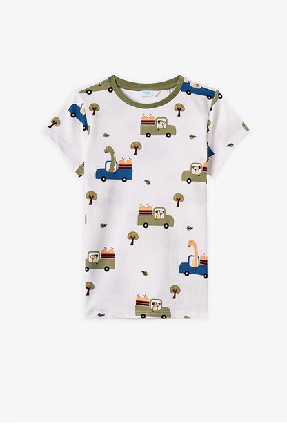 Haki Erkek Çocuk Dino In The Field Pamuklu 2'li Pijama Takımı