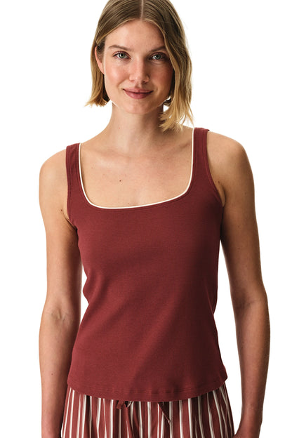 Bordo Sisterhood Pamuklu Atlet Pijama Üstü