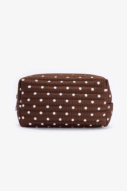 Koyu Kahverengi Polka Makyaj Çantası