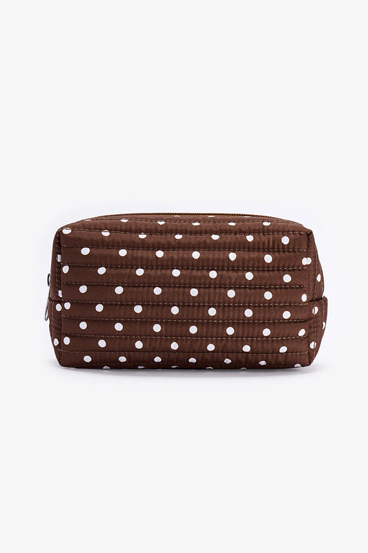 Koyu Kahverengi Polka Makyaj Çantası