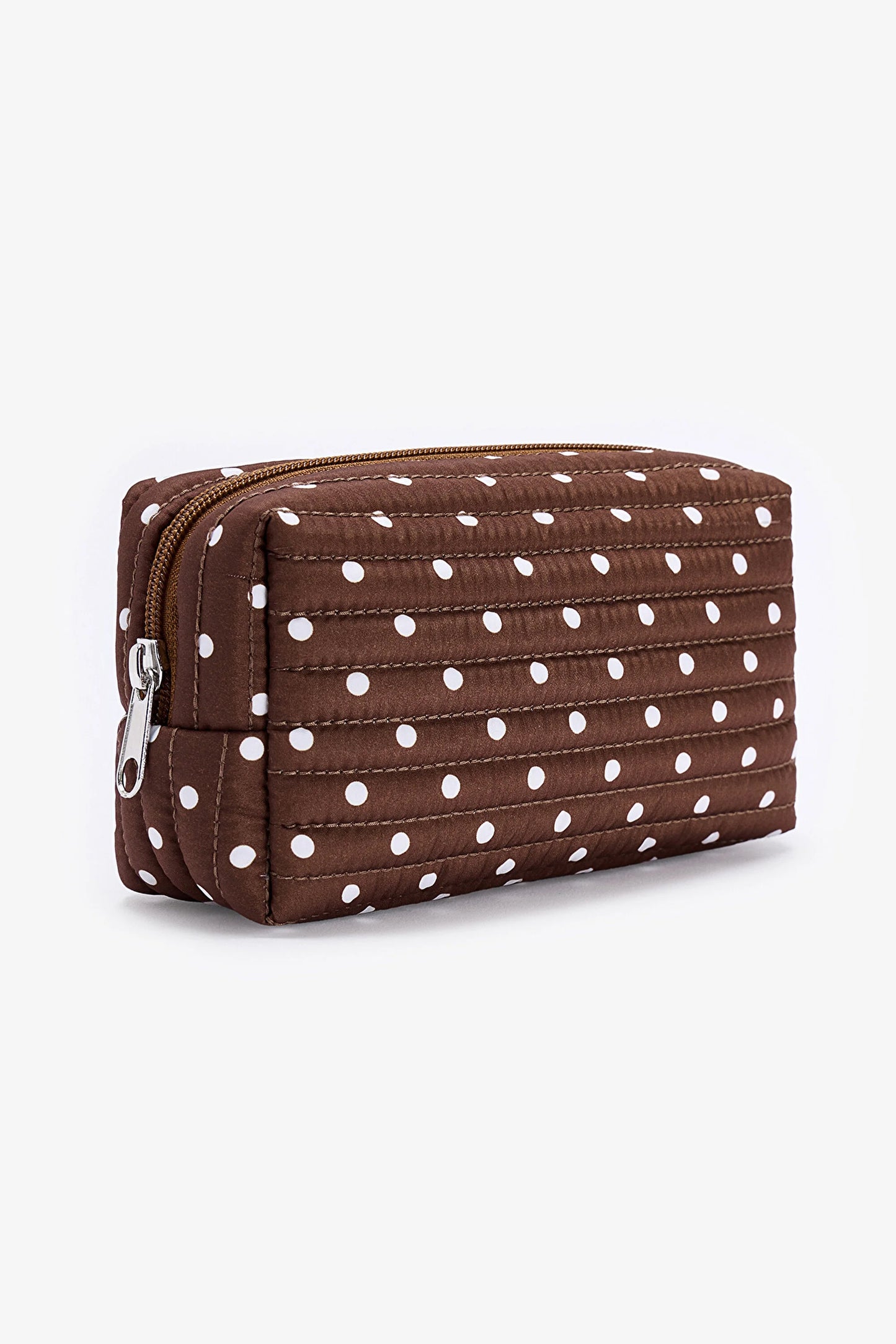 Koyu Kahverengi Polka Makyaj Çantası
