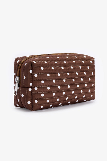 Koyu Kahverengi Polka Makyaj Çantası