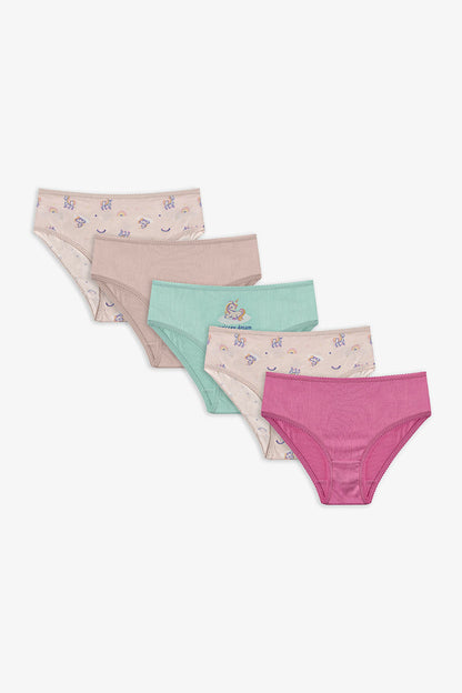 Renkli Kız Çocuk Unicorn Dream Pamuklu 5'li Slip Külot