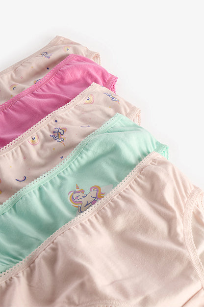 Renkli Kız Çocuk Unicorn Dream Pamuklu 5'li Slip Külot