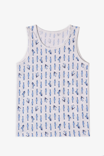 Kırık Beyaz Erkek Çocuk Sardines Pamuklu 2'li Atlet