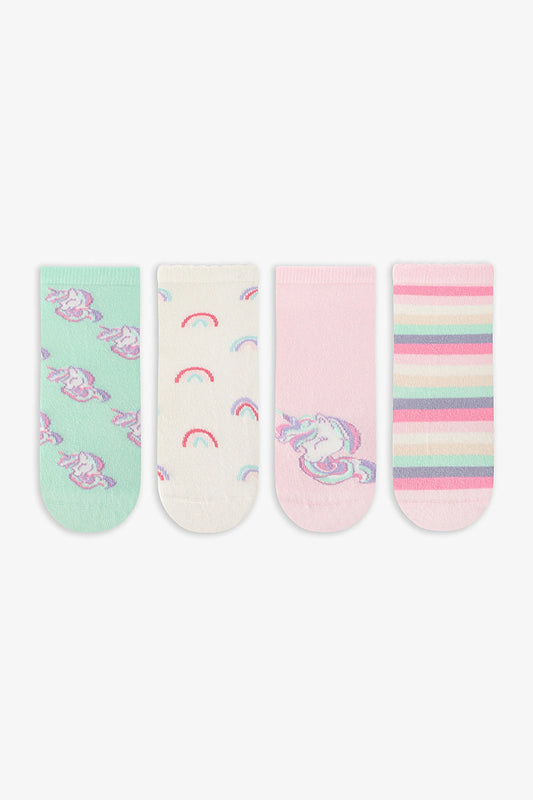Renkli Kız Çocuk Cutie Unicorn 4'lü Soket Çorap