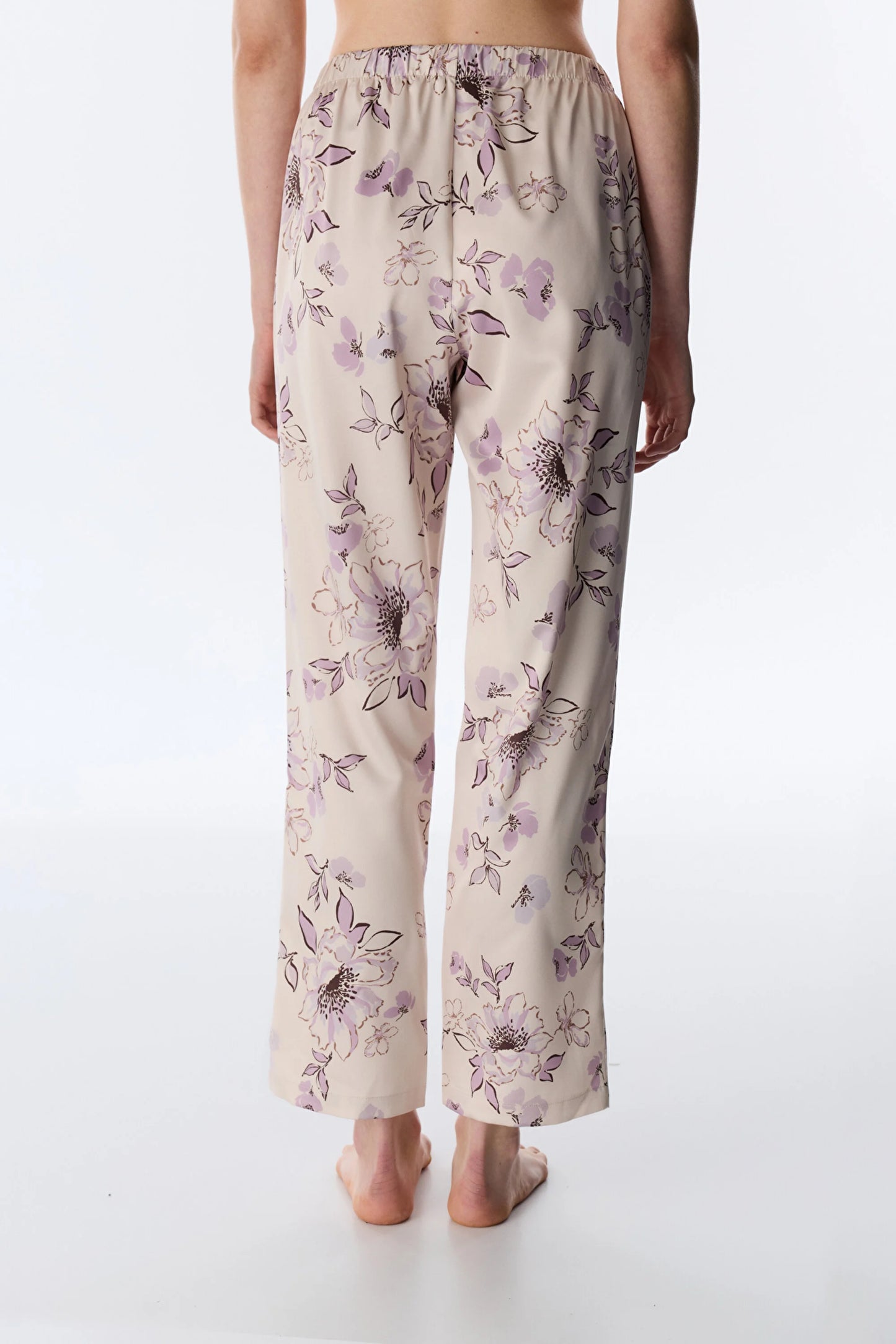 Pastel Bej Petal Saten Pantolon Pijama Altı