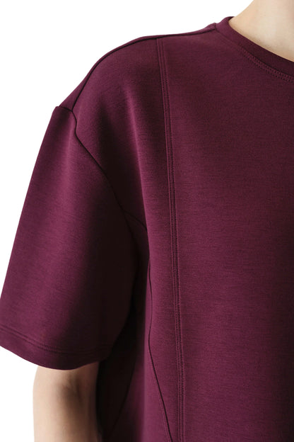 Bordo Ipeksi Dokunuş Silky Touch Dikiş Detaylı Bisiklet Yaka Tişört