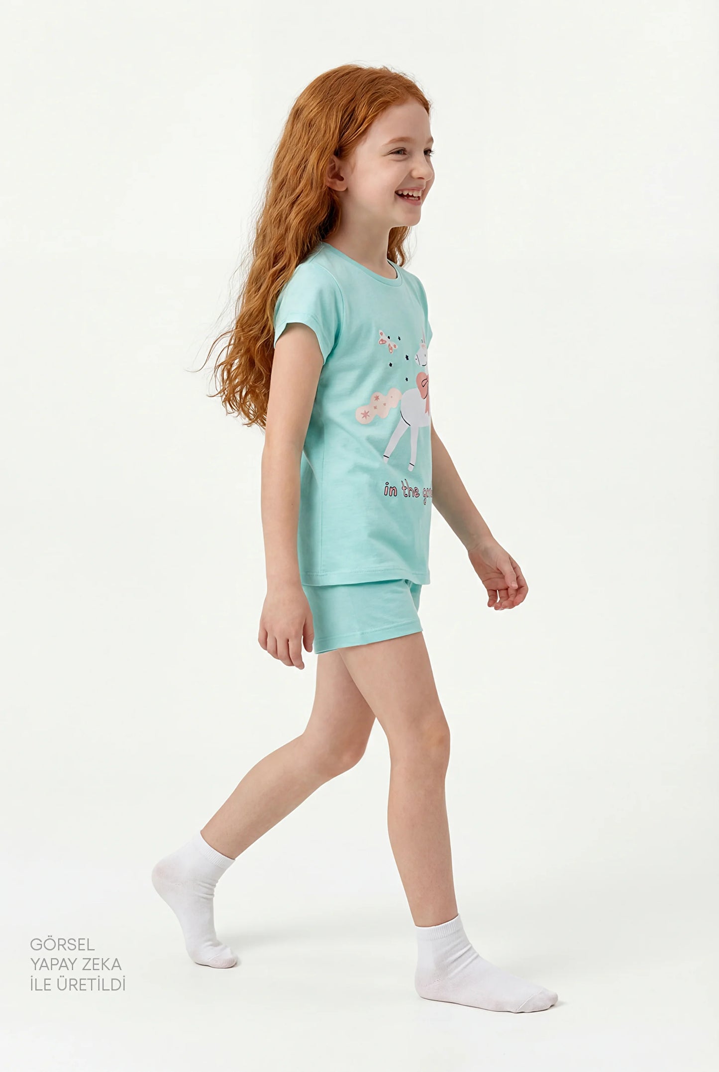 Mint Yeşili Kız Çocuk In The Garden Pamuklu 2'li Pijama Takımı