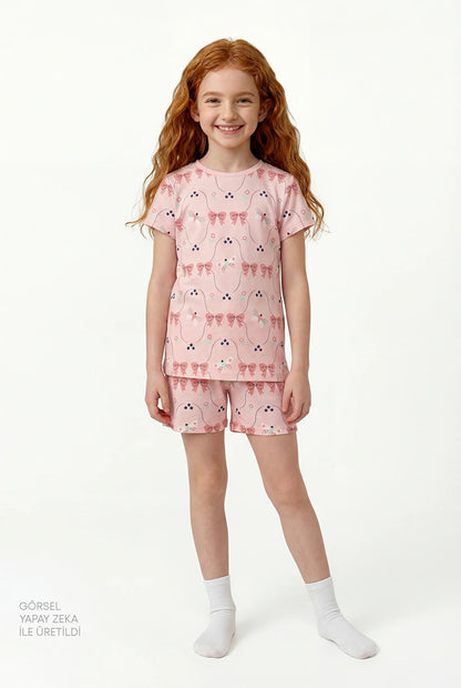 Mint Yeşili Kız Çocuk In The Garden Pamuklu 2'li Pijama Takımı