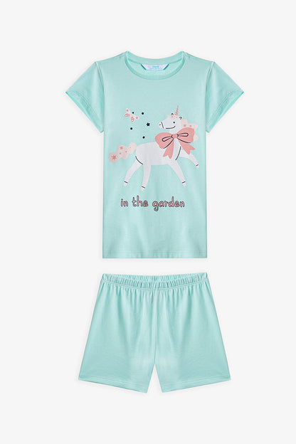 Mint Yeşili Kız Çocuk In The Garden Pamuklu 2'li Pijama Takımı