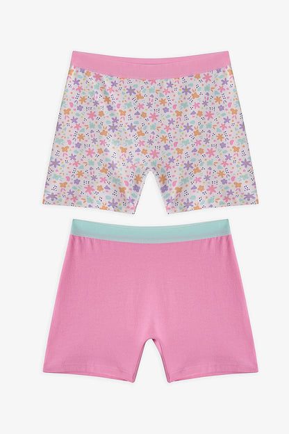 Pembe Kız Çocuk Popflower 2'li Boxer