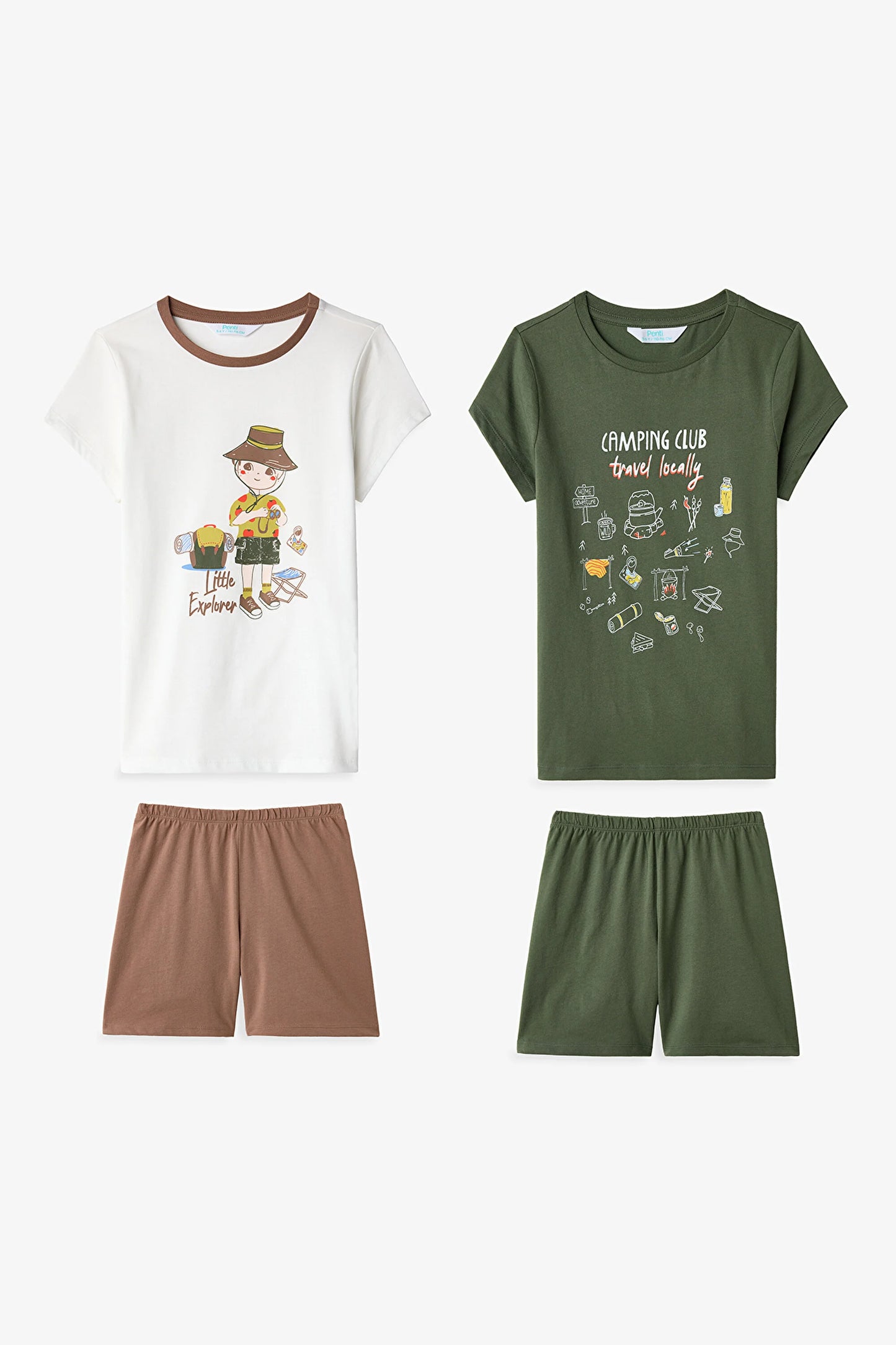 Yeşil Erkek Çocuk Camping Club Pamuklu 2'li Pijama Takımı