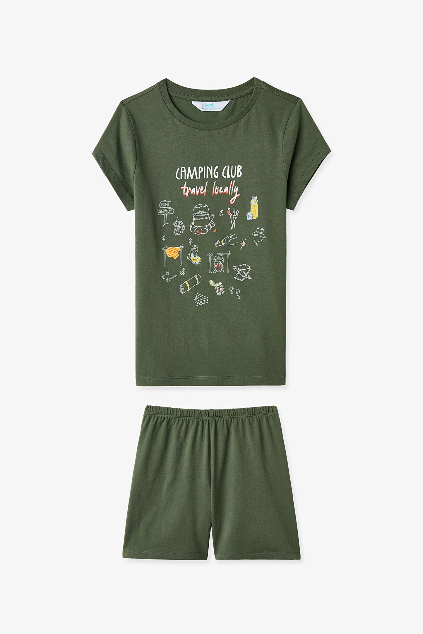 Yeşil Erkek Çocuk Camping Club Pamuklu 2'li Pijama Takımı