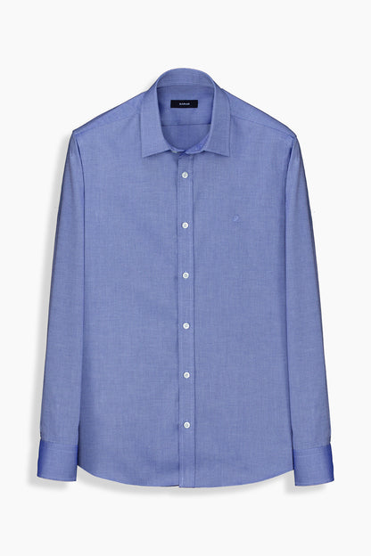 Elvio Easy Iron Slim Fit Koyu Mavi Pamuklu Gömlek