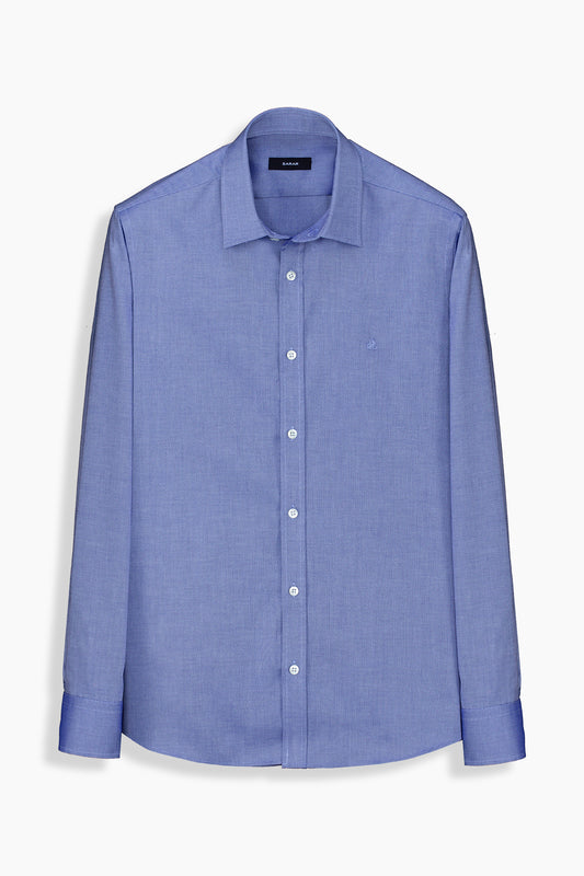 Elvio Easy Iron Slim Fit Koyu Mavi Pamuklu Gömlek