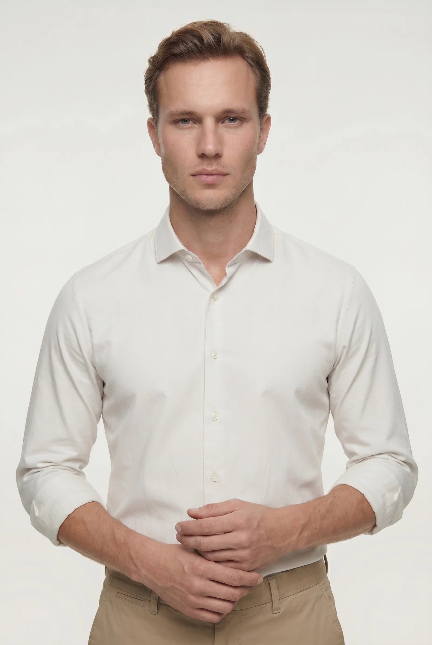 Tween Slim Fit Taş Düz Easy Care Gömlek