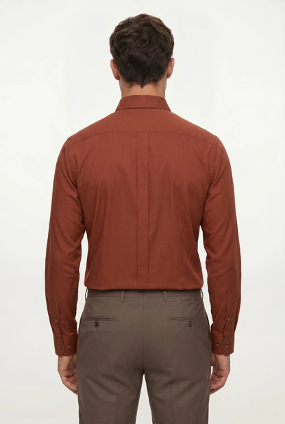 Tween Slim Fit Tarçın Düz Easy Care Gömlek