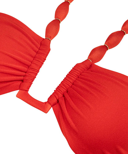 Kırmızı Karma Aksesuarlı Büzgülü Bikini Seti Is1260038018034 | Ipekyol