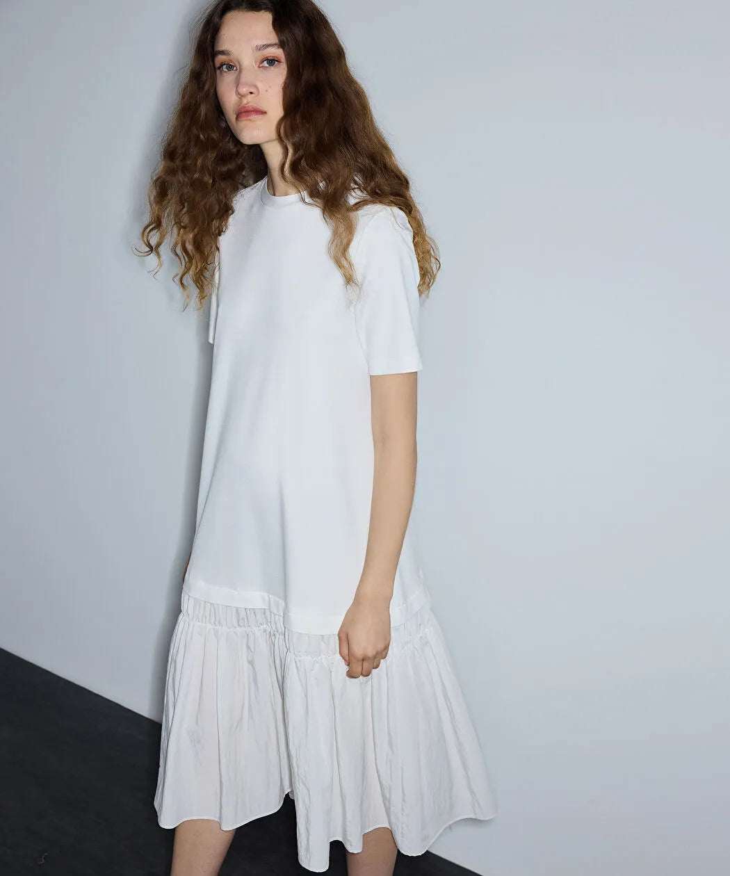 Beyaz Kumaş Mix Volanlı Elbise Is1260002317002 | Ipekyol