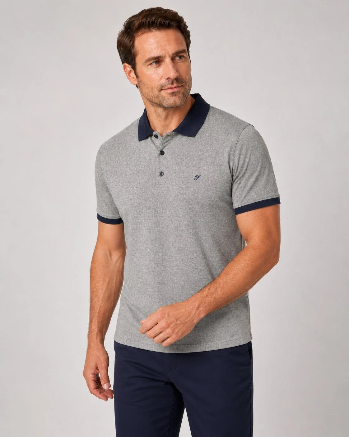 Comfort Fit Rahat Kalıp %100 Pamuk Kıvrılmaz Yaka Bej Lacivert Polo Yaka Tişört Ts 931