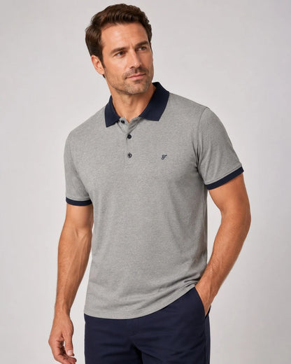Comfort Fit Rahat Kalıp %100 Pamuk Kıvrılmaz Yaka Bej Lacivert Polo Yaka Tişört Ts 931