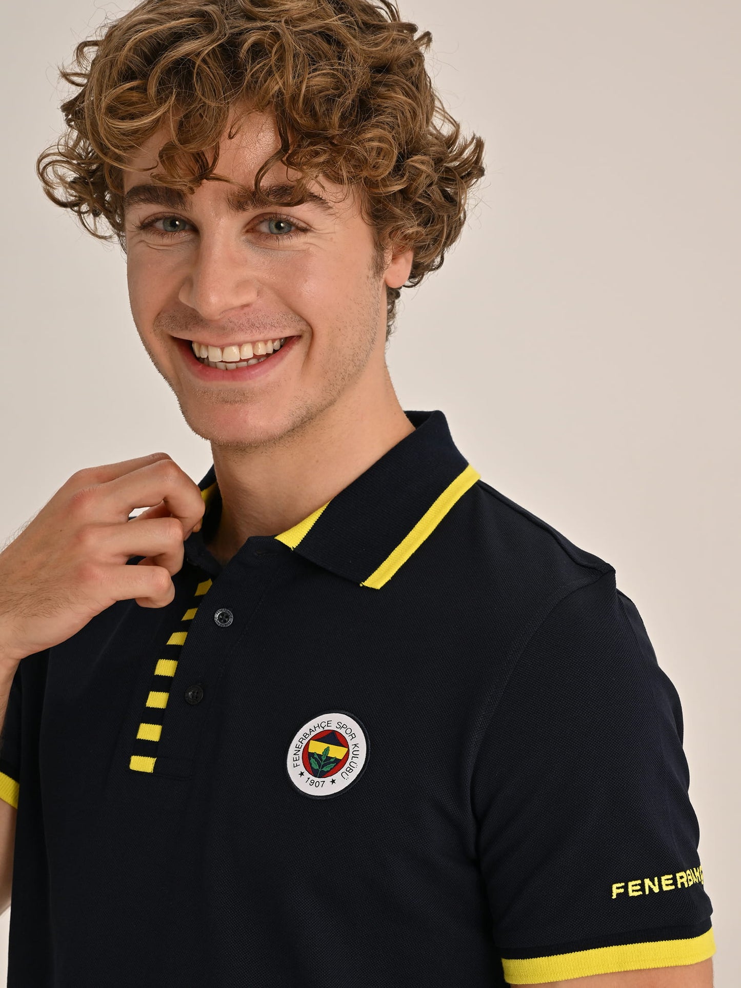 Fenerbahçe Lacivert Tribün Çubuklu Detaylı Erkek Polo Tshirt