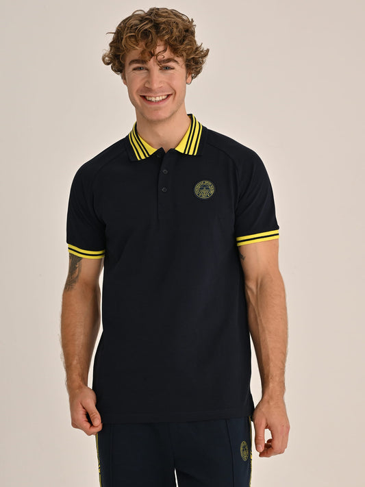 Fenerbahçe Lacivert Tribün Tek Renk Logolu Erkek Polo Tshirt
