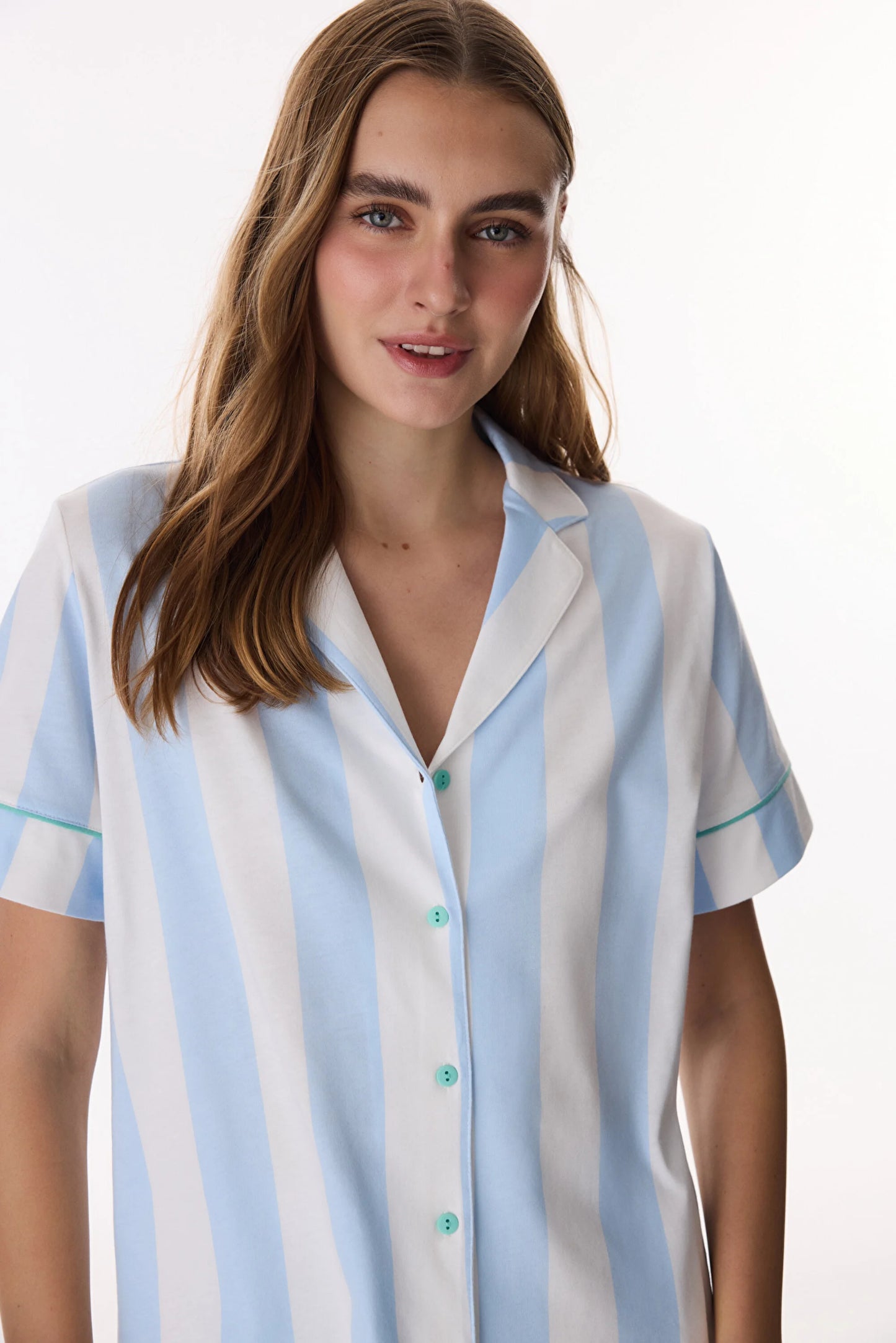Açık Mavi Dreamy Mood Pamuklu Gömlek Pantolon Pijama Takımı