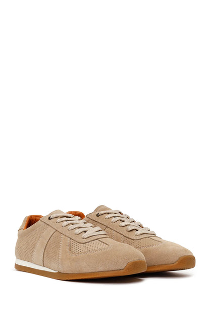 Erkek Bej Bağcıklı Süet Deri Sneaker
