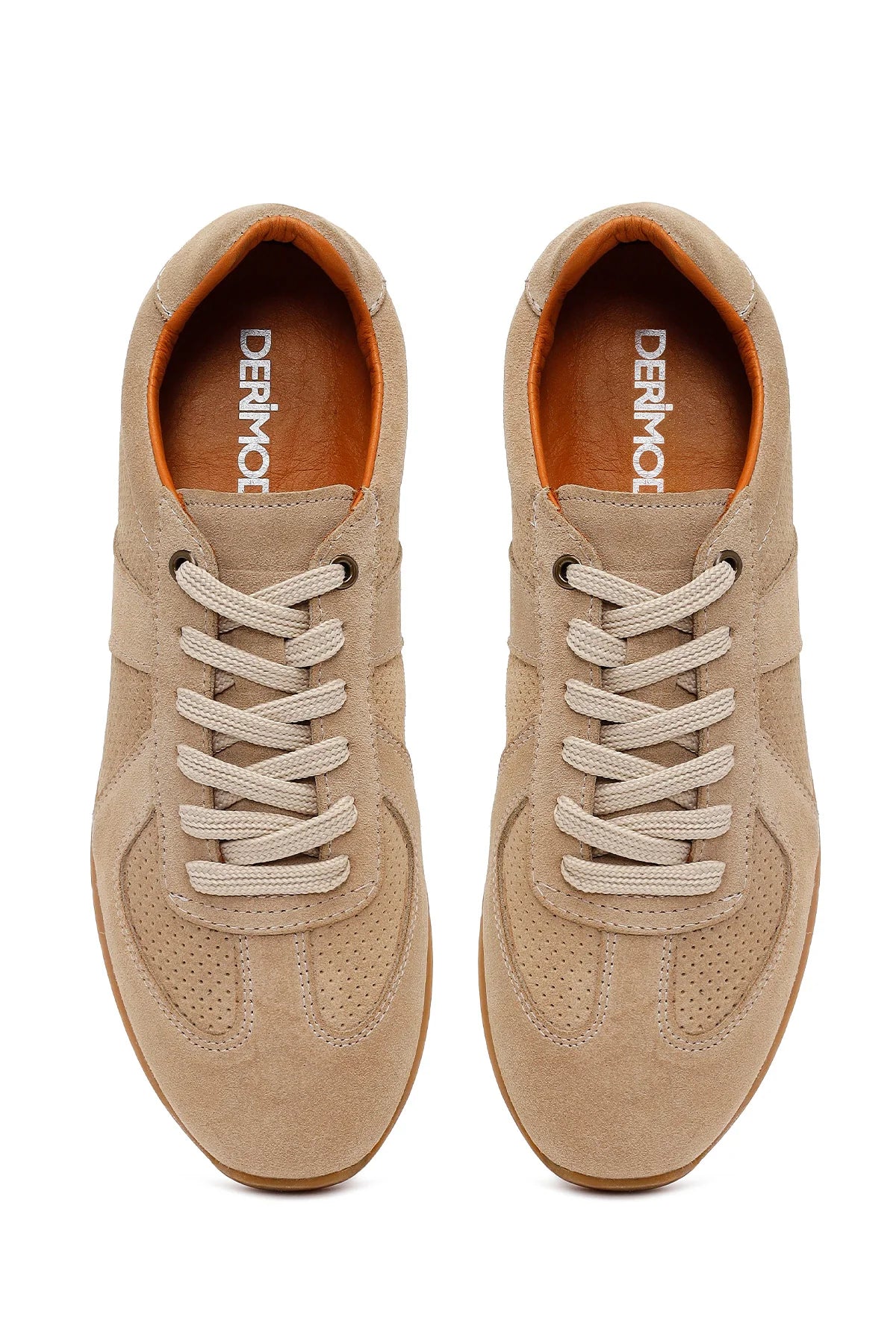 Erkek Bej Bağcıklı Süet Deri Sneaker