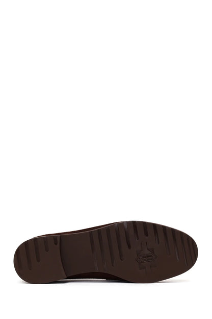 Kadın Kahverengi Tokalı Süet Deri Maskülen Loafer