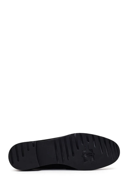 Kadın Siyah Tokalı Süet Deri Maskülen Loafer