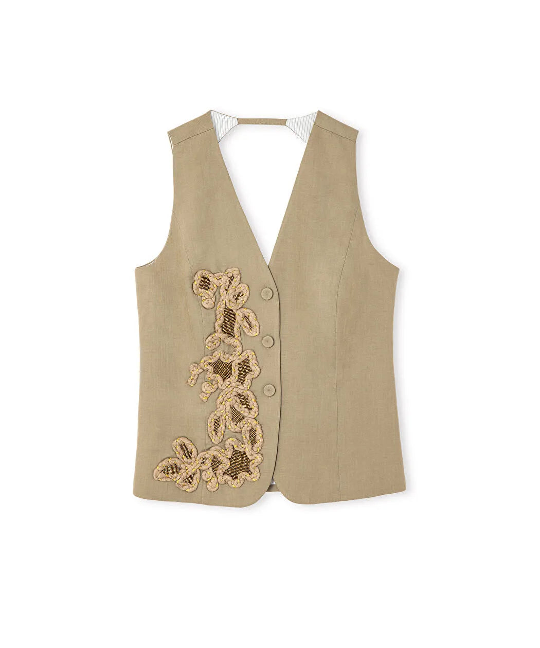 Haki Aplikeli Cutout Yelek Is1260007032176 | Ipekyol