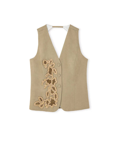 Haki Aplikeli Cutout Yelek Is1260007032176 | Ipekyol