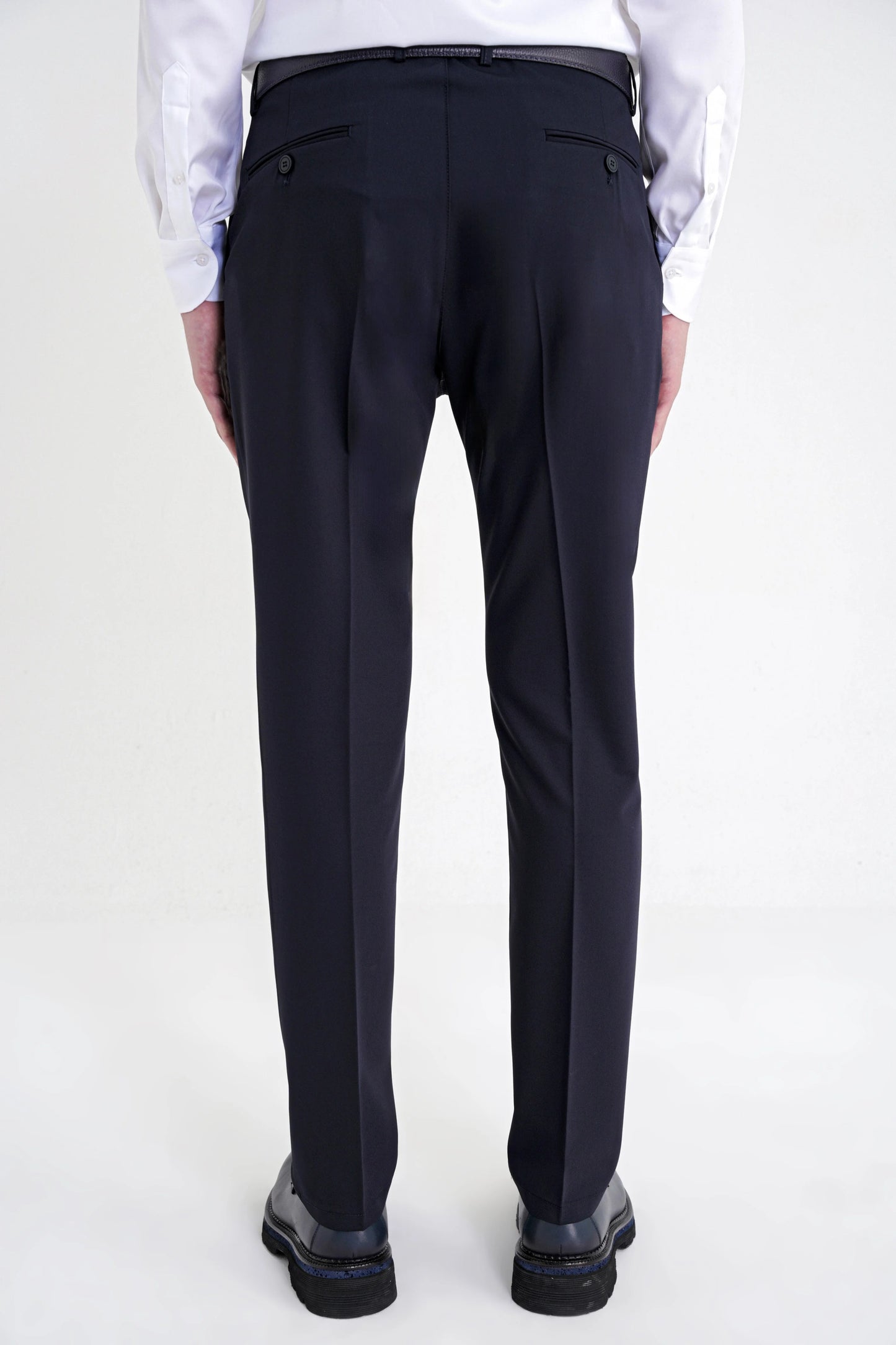 Comfort Fit Yan Cep Esnek Pamuklu Gabardin Tek Pileli Lacivert Pantolon P 1211