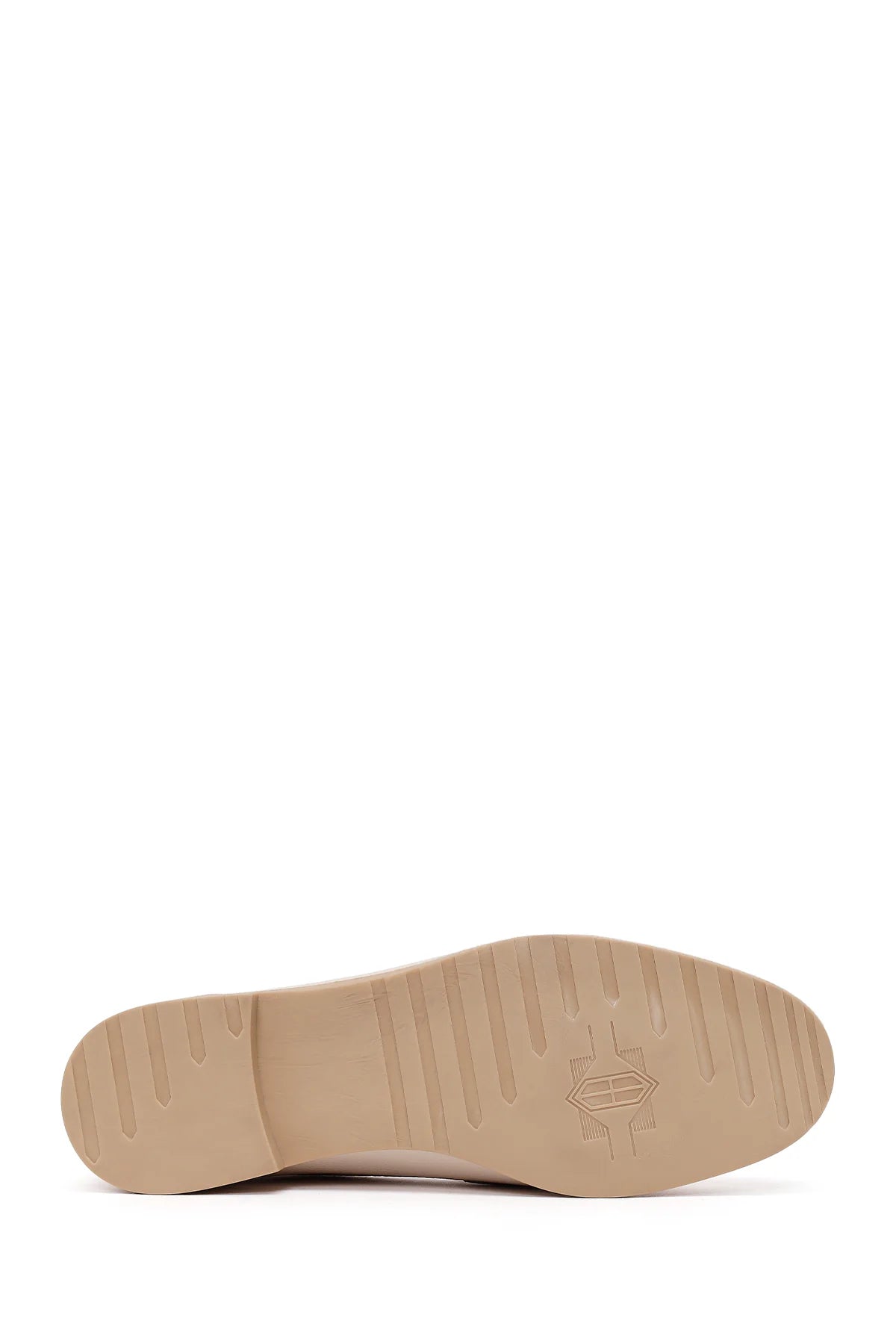 Kadın Krem Tokalı Maskülen Deri Loafer