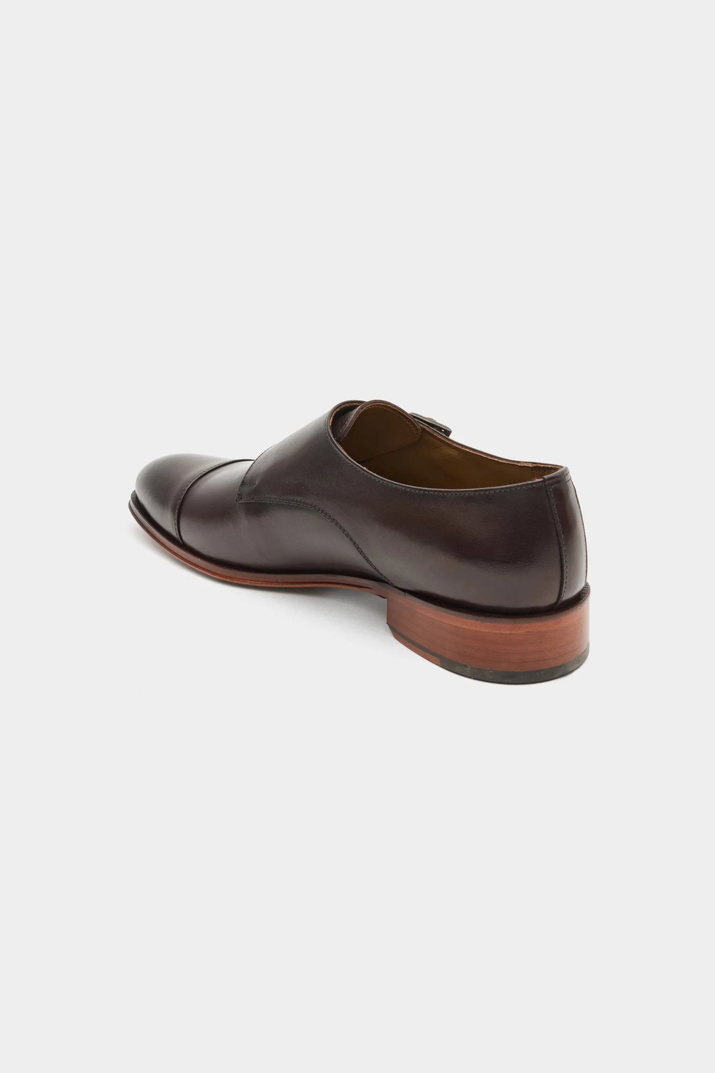 Damat Kahverengi Hakiki Deri Çift Tokalı Monk Strap Ayakkabı