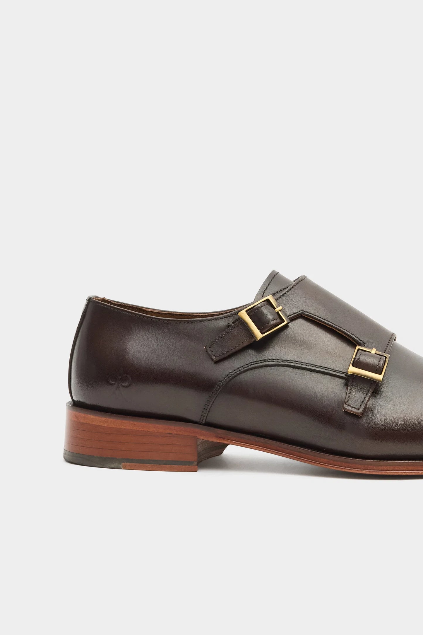 Damat Kahverengi Hakiki Deri Çift Tokalı Monk Strap Ayakkabı