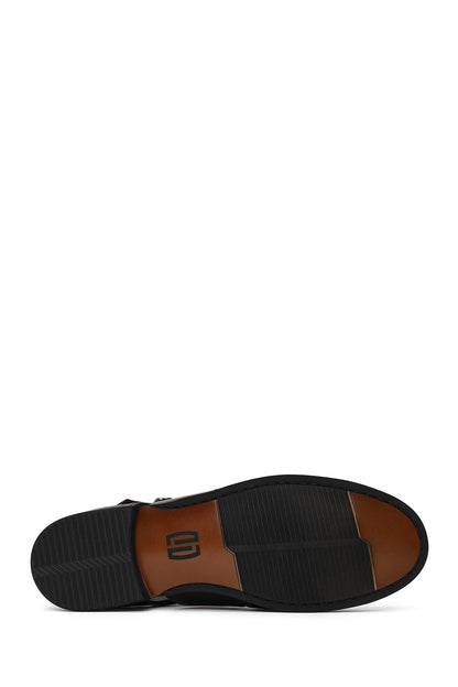 Derimod Black Erkek Siyah Deri Tokalı Yazlık Ayakkabı