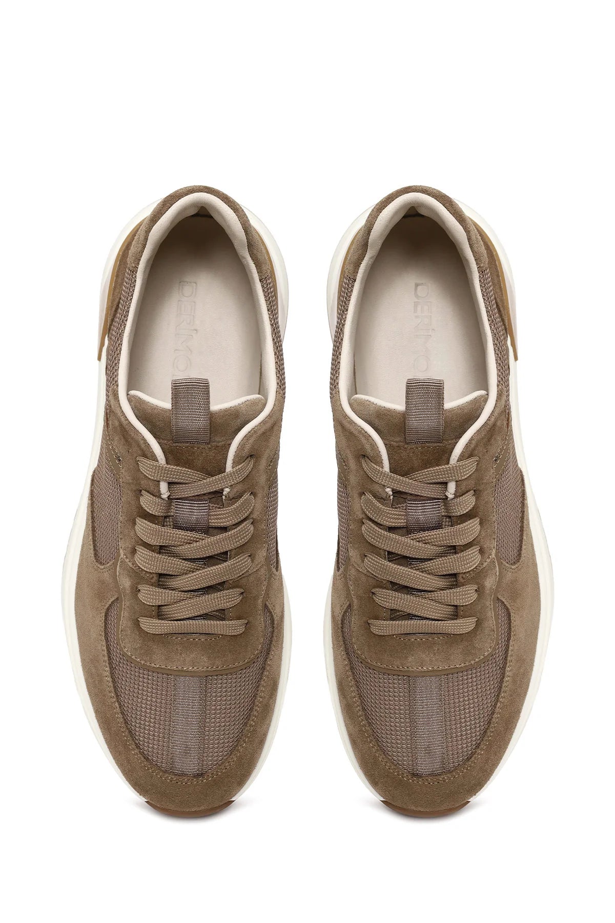 Erkek Kahverengi Bağcıklı Kalın Tabanlı Deri Sneaker