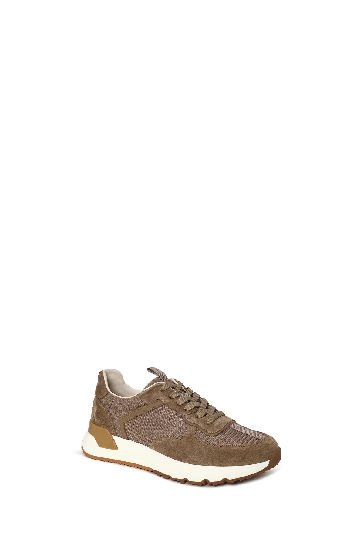 Erkek Kahverengi Bağcıklı Kalın Tabanlı Deri Sneaker