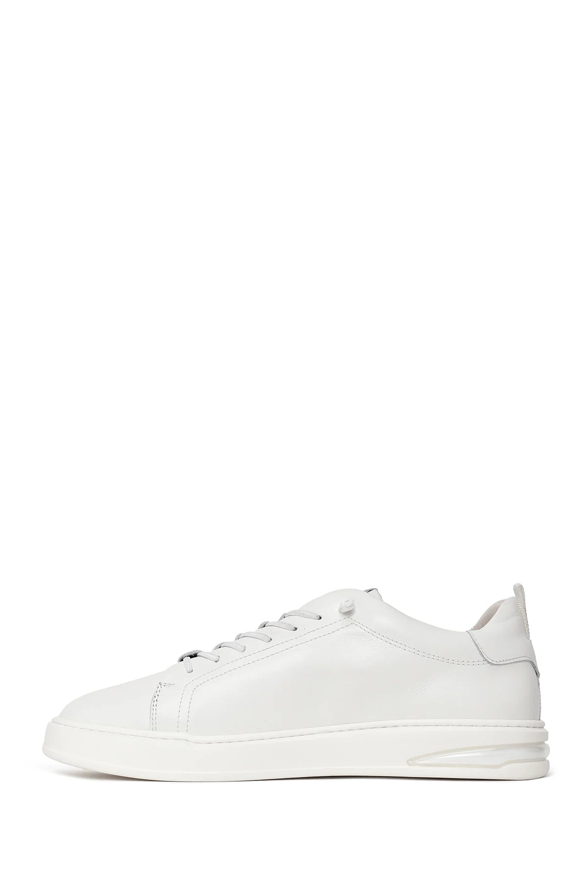 Erkek Beyaz Bağcıklı Deri Sneaker