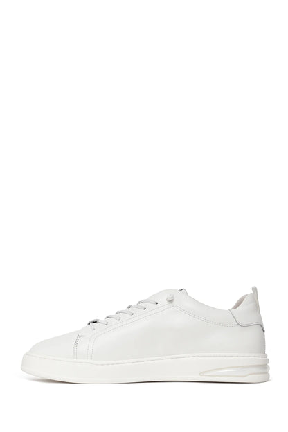 Erkek Beyaz Bağcıklı Deri Sneaker