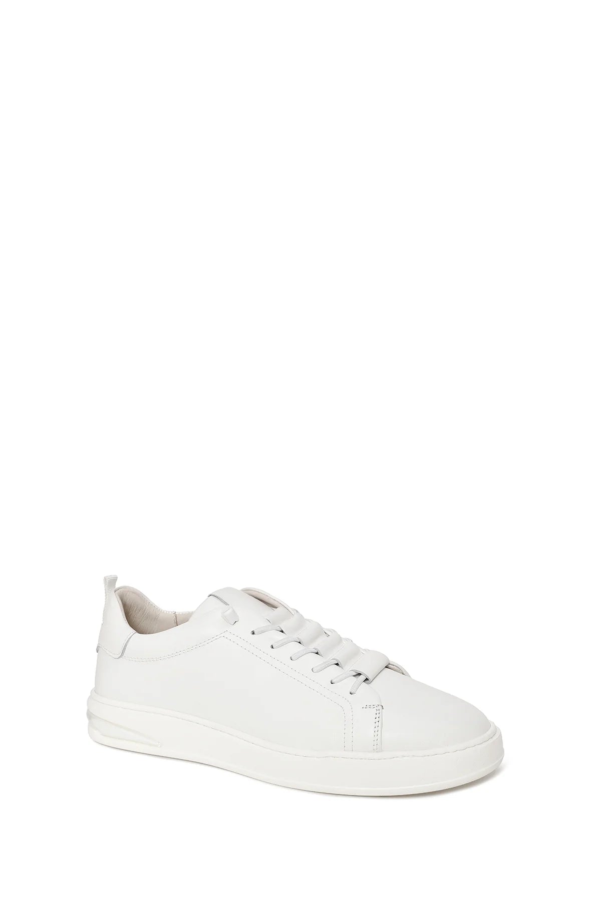 Erkek Beyaz Bağcıklı Deri Sneaker