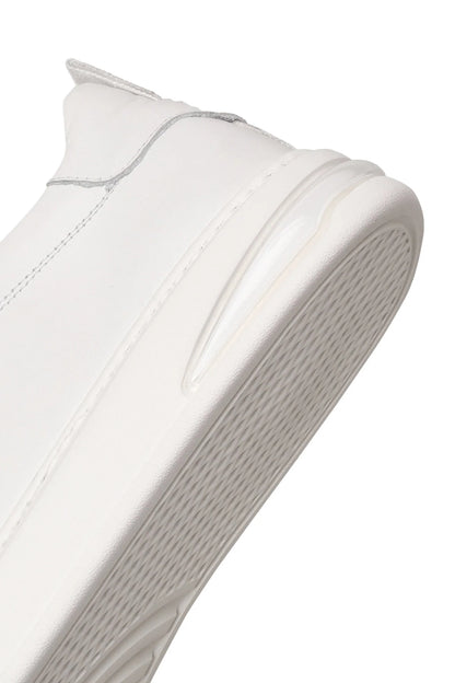 Erkek Beyaz Bağcıklı Deri Sneaker