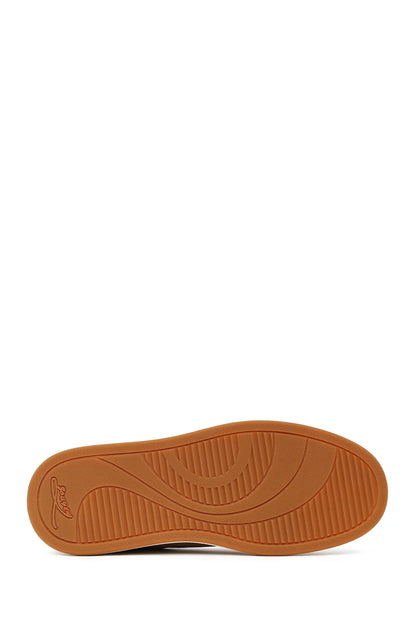 Erkek Bej Bağcıklı Kalın Tabanlı Süet Deri Sneaker