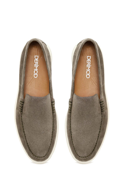 Erkek Mint Yeşili Süet Deri Loafer