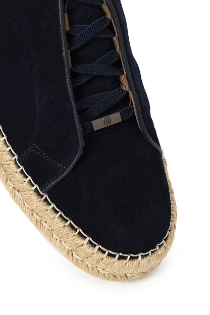 Erkek Lacivert Kalın Tabanlı Süet Deri Sneaker